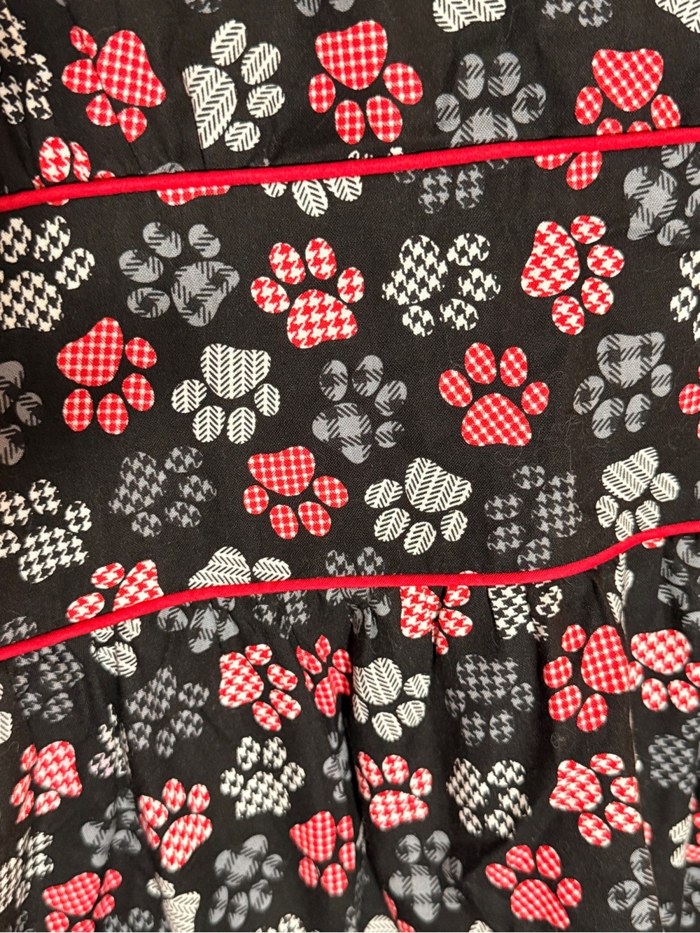 Women’s Black Fit & Flare Dress with Paw Print Accents - Picture 2 of 6